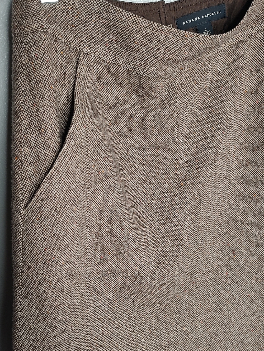 Banana Republic Tweed A-Line Midi Brown Skirt Size 4 - Picture 4 of 7